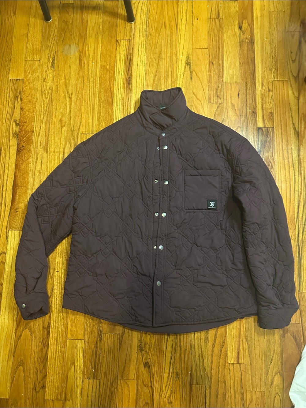 Daily Paper Quilted Puffer Jacket in Deep Plum-Men’s Medium